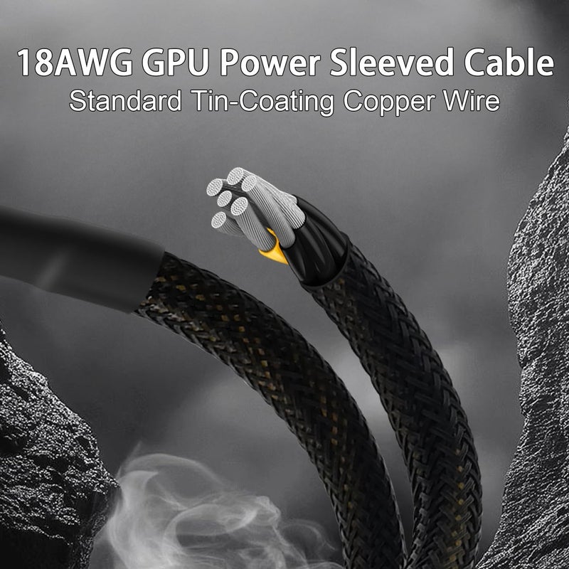 COMeap 6 Pin to 8 Pin GPU Adapter, Dual 6 Pin Female to 8 Pin Male GPU Power Sleeved Cable 9.5-inch(24cm) - Image 4